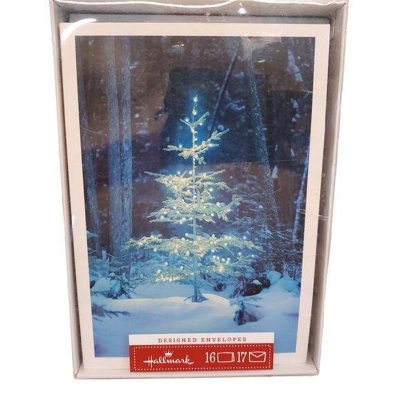 Vintage Hallmark Christmas Cards Blue Christmas Tree Sparkles Diana Manning - Picture 9 of 11